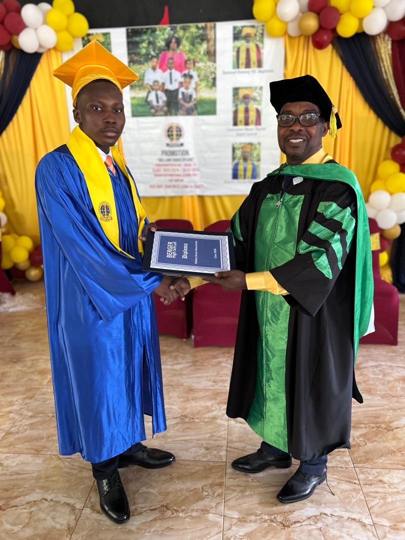 Berger student receiving a diploma